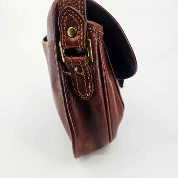 Vintage 80's David Dart Brown Pebbled Leather Crossbody Bag Purse Minimallist - Picture 4 of 16